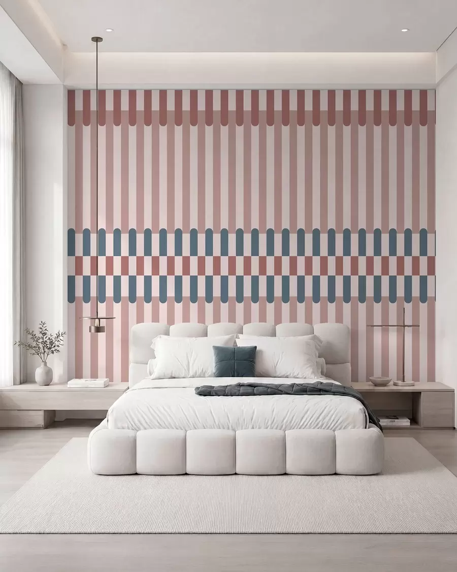 Fotobehang Gestreepte motief in roze en blauwe tinten w05150v5