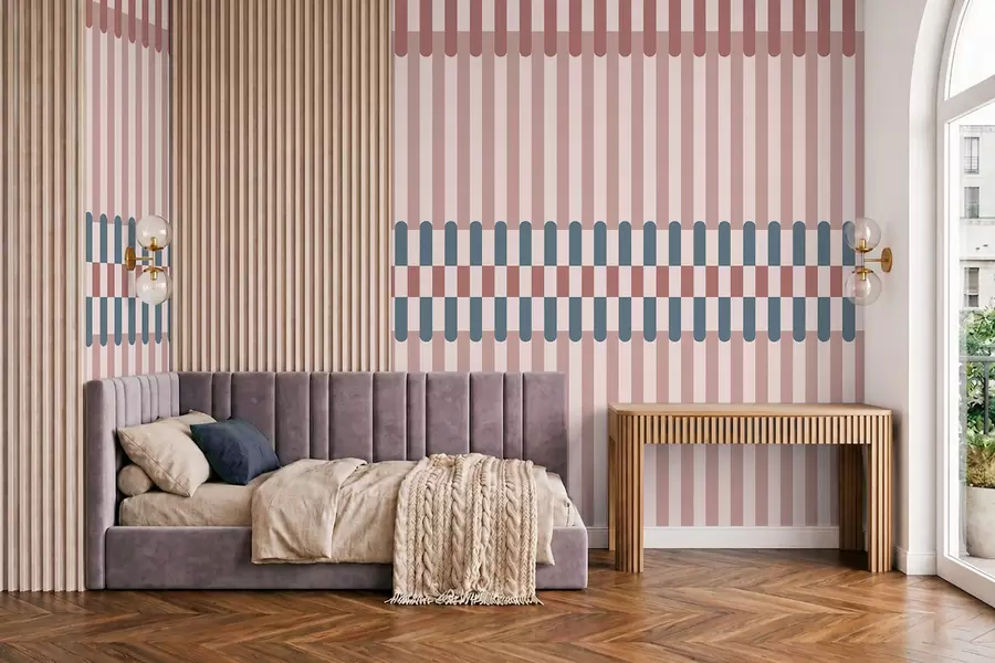 Fotobehang Gestreepte motief in roze en blauwe tinten w05150v5