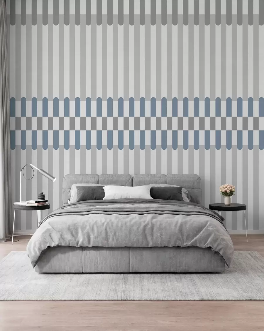 Fotobehang Gestreepte motief in grijze en blauwe tinten w05150v6