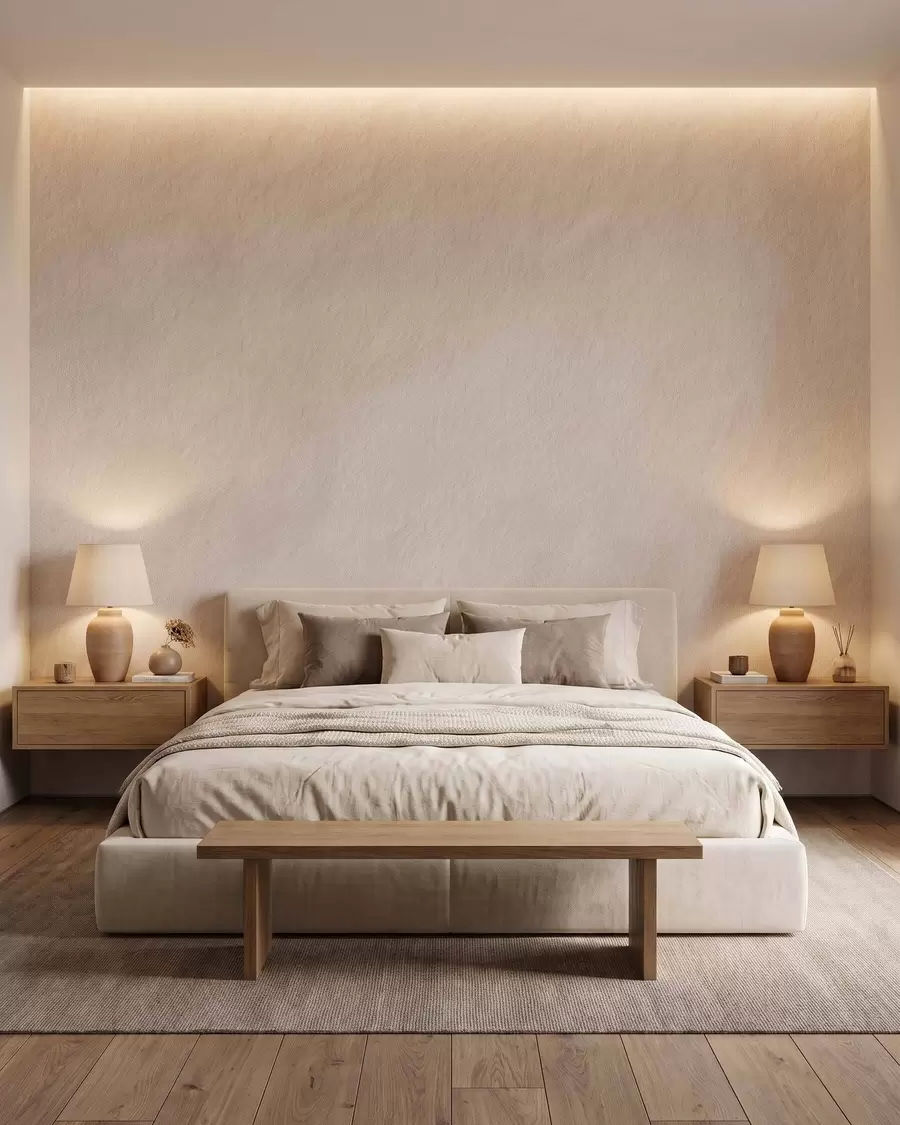 Fotobehang Lichtbeige achtergrond in decoratief pleisterwerkstijl, minimalistisch, met steenstructuur w09800