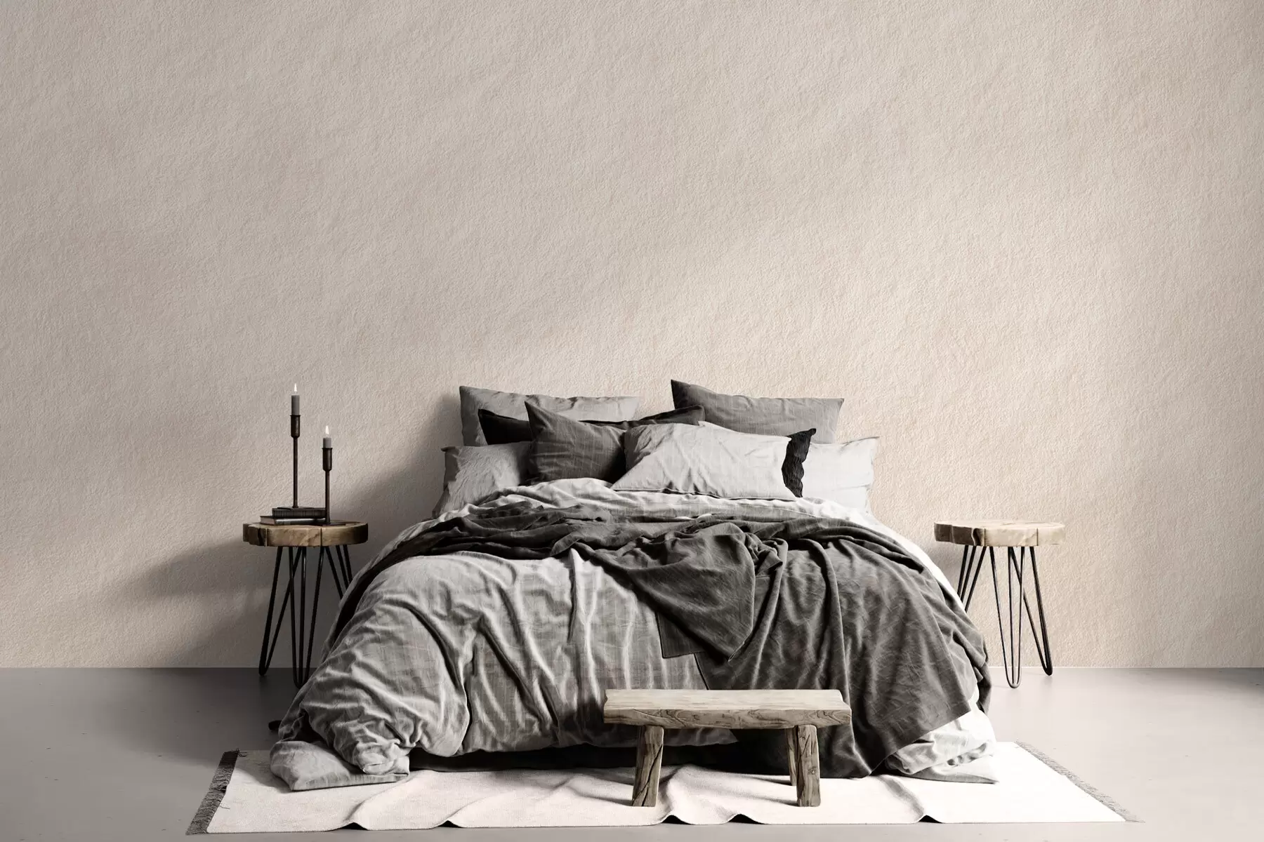 Fotobehang Lichtbeige achtergrond in decoratief pleisterwerkstijl, minimalistisch, met steenstructuur w09800