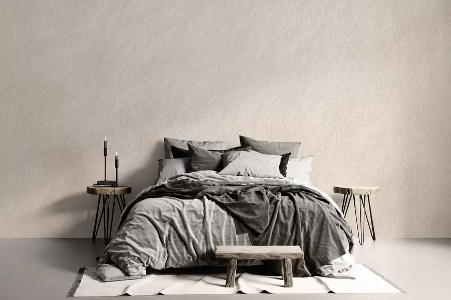 Fotobehang Lichtbeige achtergrond in decoratief pleisterwerkstijl, minimalistisch, met steenstructuur w09800