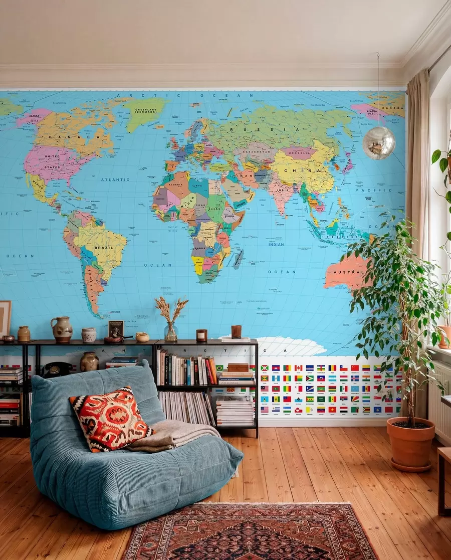 Fotobehang Wereldkaart in het Engels c00004en