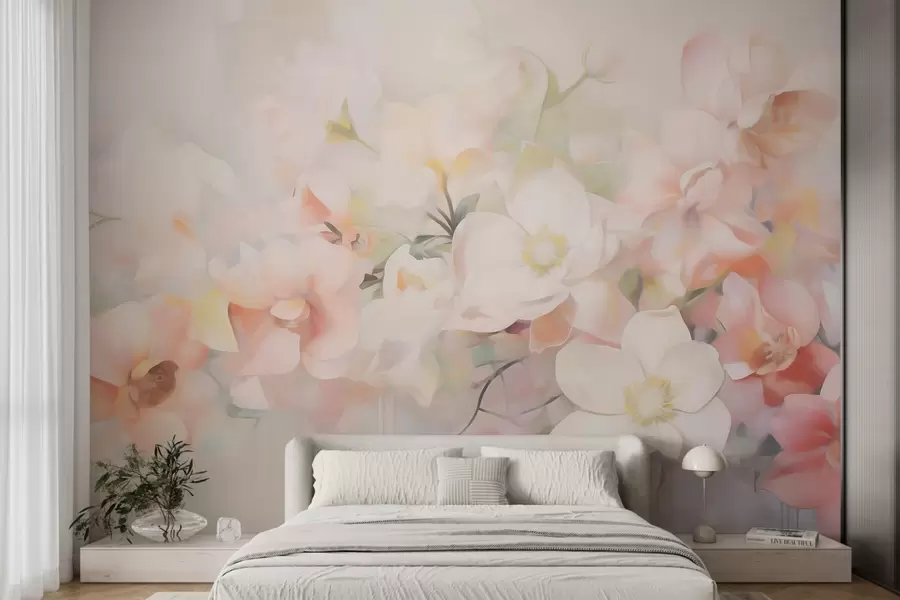 Fotobehang Fijne abstracte bloemen, geïnspireerd op schilderijen w05594