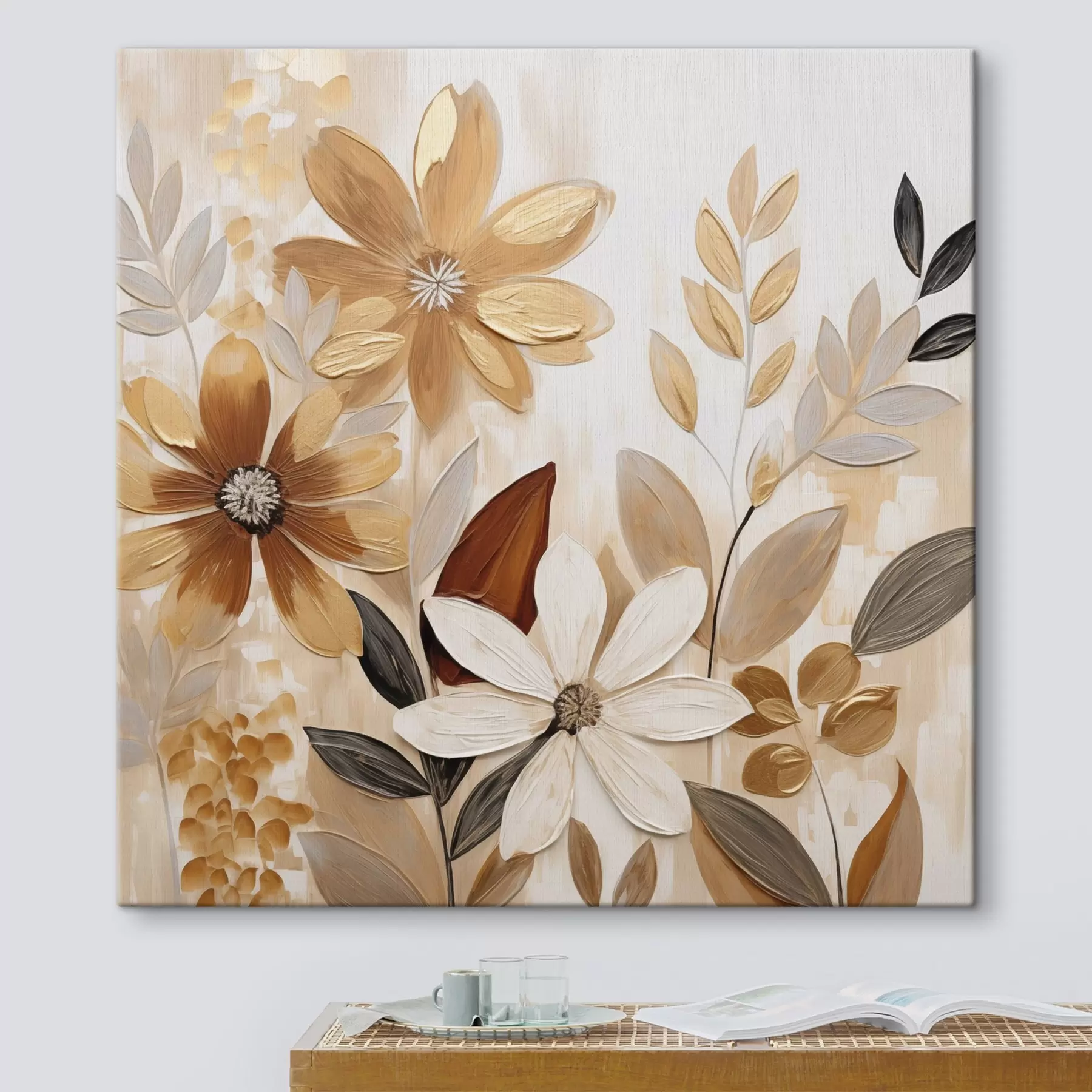  Schilderijen Gestileerde bloemen, geïnspireerd op een schilderij s49071