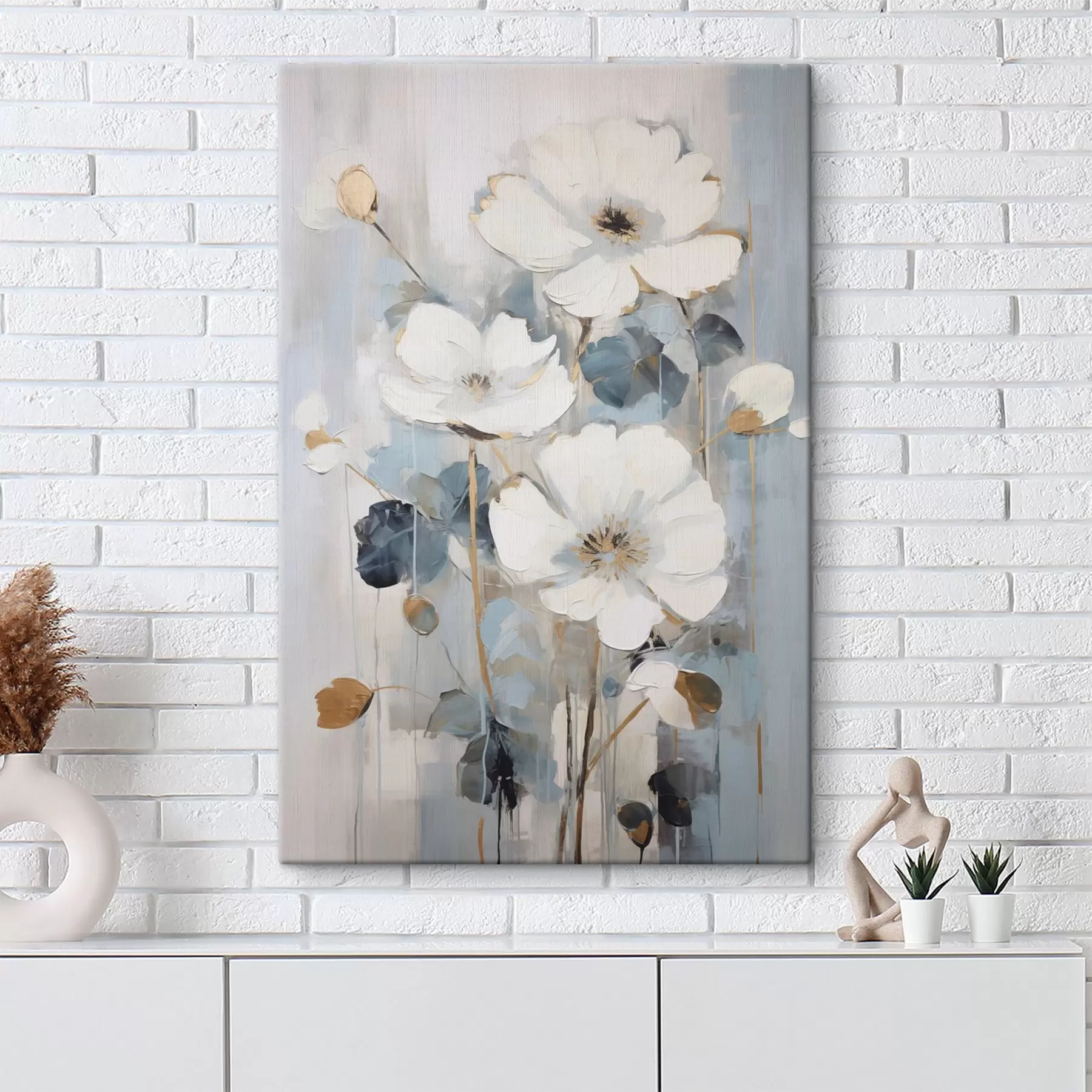  Schilderijen Abstracte bloemen imitatie van schilderkunst s49074