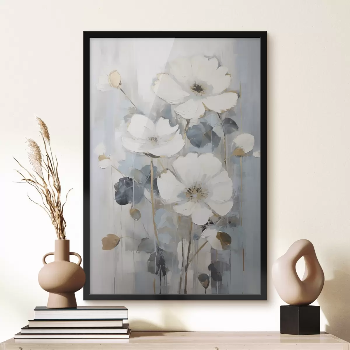 Poster Abstracte bloemen imitatie van schilderkunst f49074