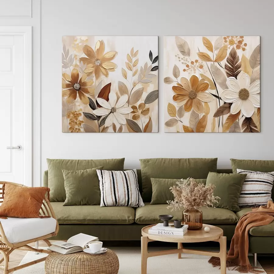  Schilderijen Gestileerde bloemen, geïnspireerd op een schilderij m30449