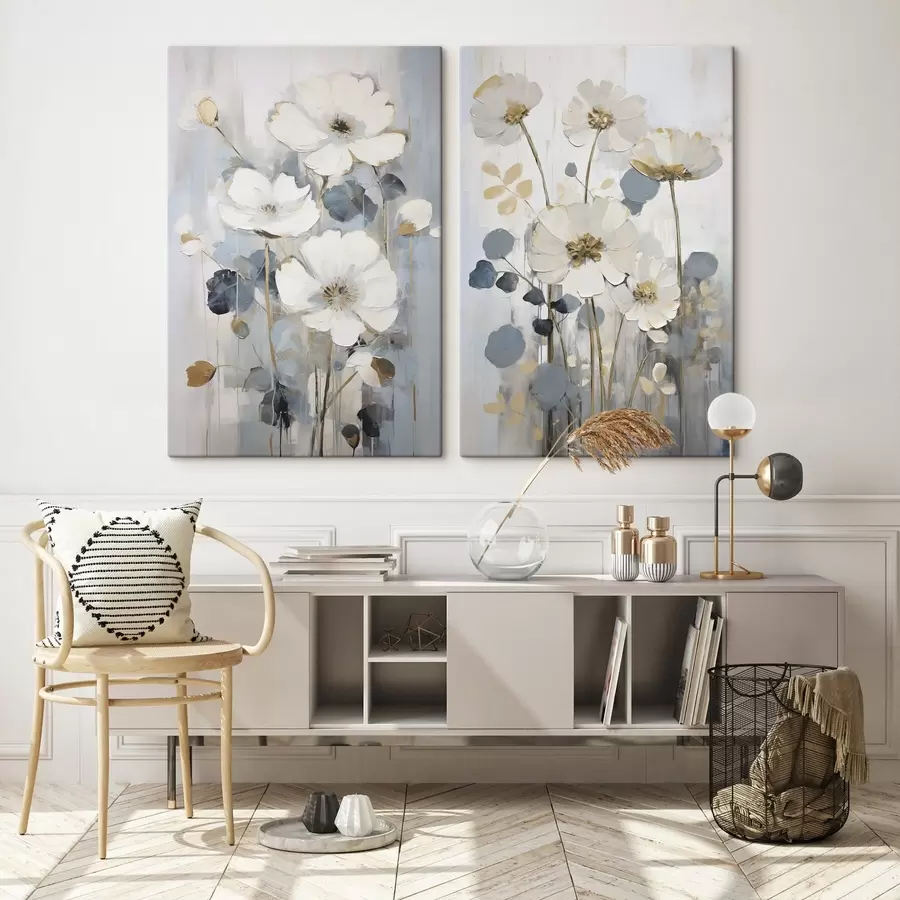  Schilderijen Abstracte bloemen imitatie van schilderkunst m30450
