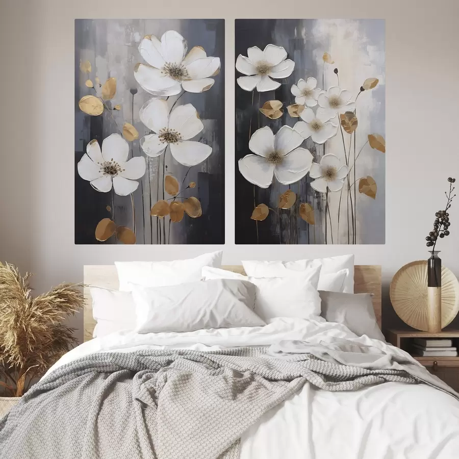  Schilderijen Abstracte kunst met bloemen, geïnspireerd op de schilderkunst m30452