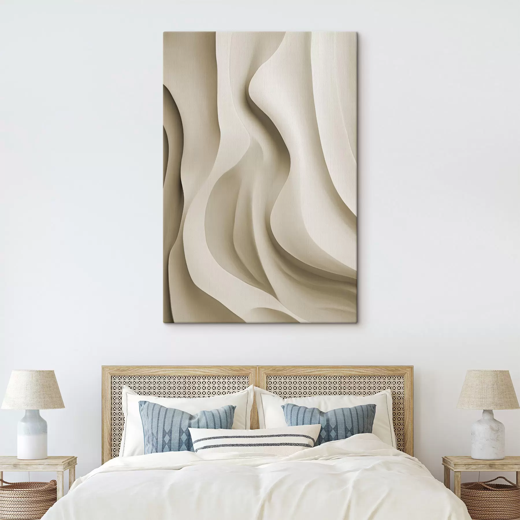  Schilderijen Abstracte beige golvende vormen met vloeiende rondingen, moderne minimalistische kunst s49150