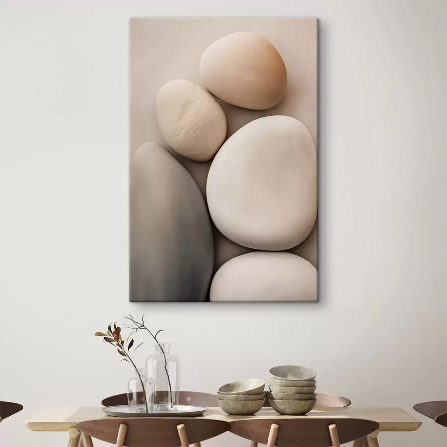  Schilderijen Gladde, afgeronde stenen in diverse neutrale kleuren, minimalisme s49171