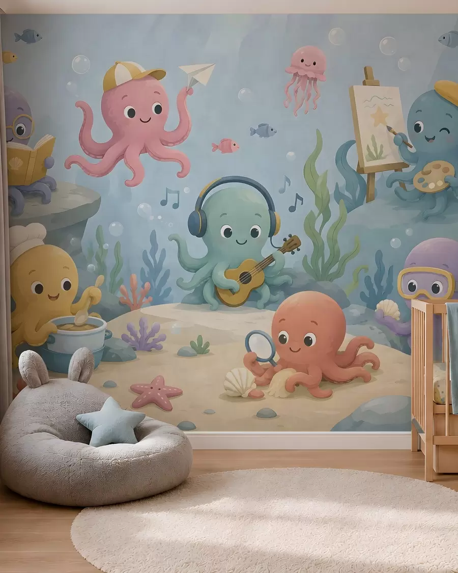 Fotobehang De creatieve octopusclub w05568
