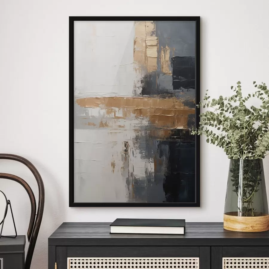 Fotobehang Getextureerde abstractie met donkere blokken f49195
