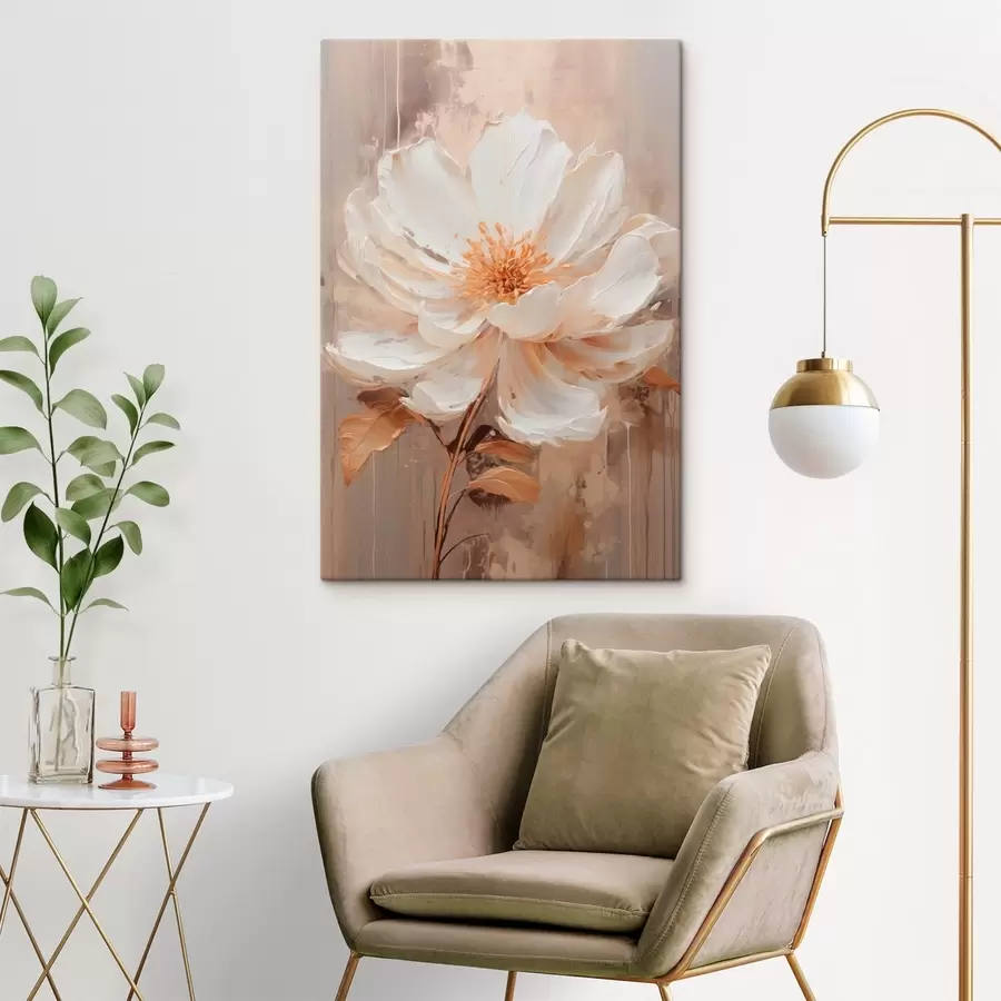  Schilderijen Een lichte bloem tegen een zachte, abstracte achtergrond s49181