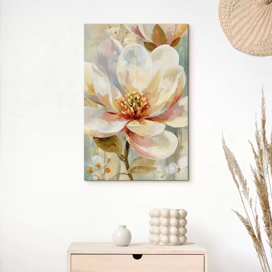  Schilderijen Delicate bloem met pastelkleurige penseelstreken s49182