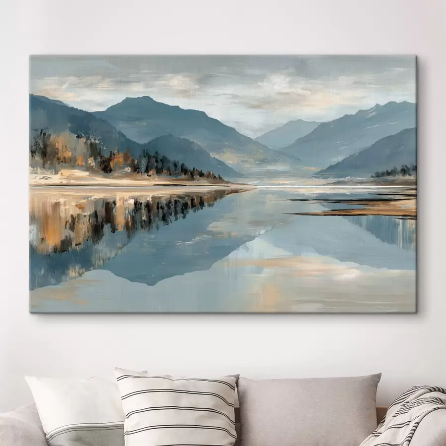  Schilderijen Bergmeer met zachte blauwe tinten s49187