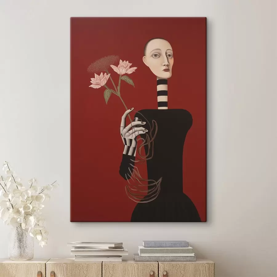 Schilderijen Gestileerd vrouwelijk portret met bloemen s49190