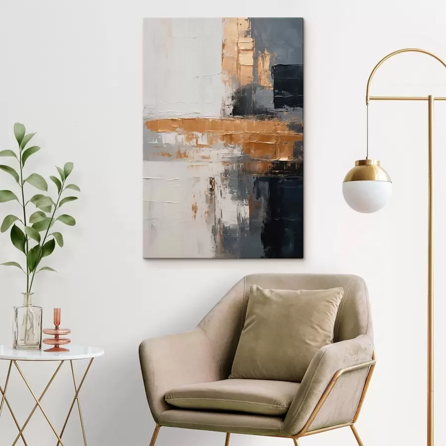  Schilderijen Getextureerde abstractie met donkere blokken s49195