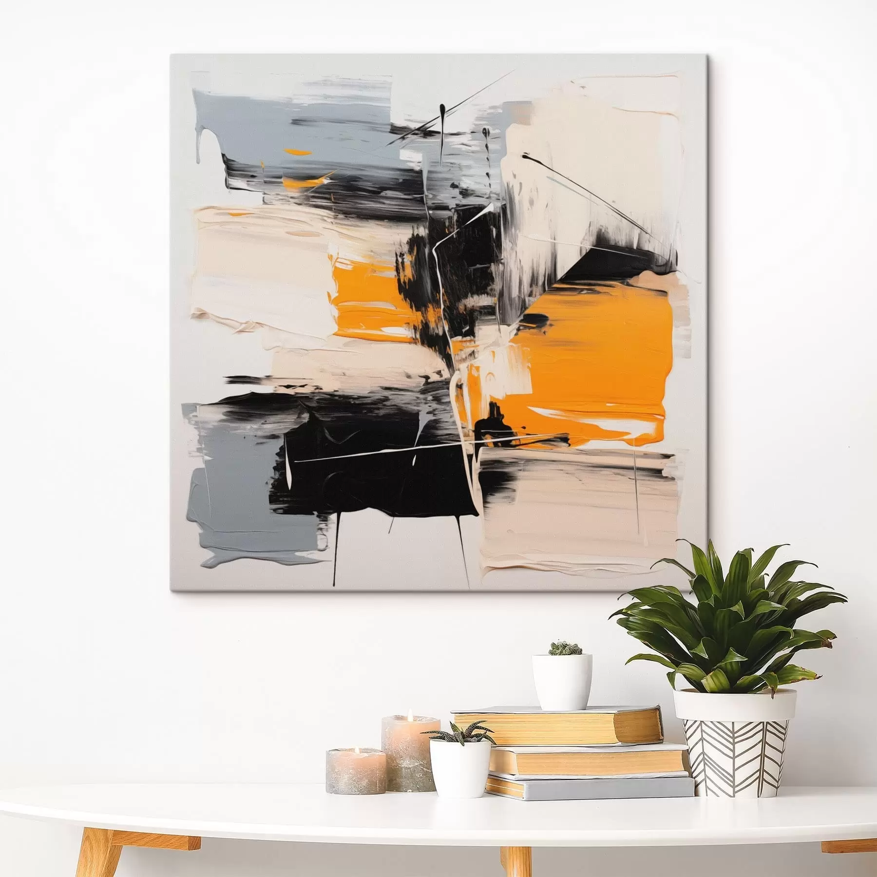  Schilderijen Abstracte penseelstreken met heldere accenten s49196