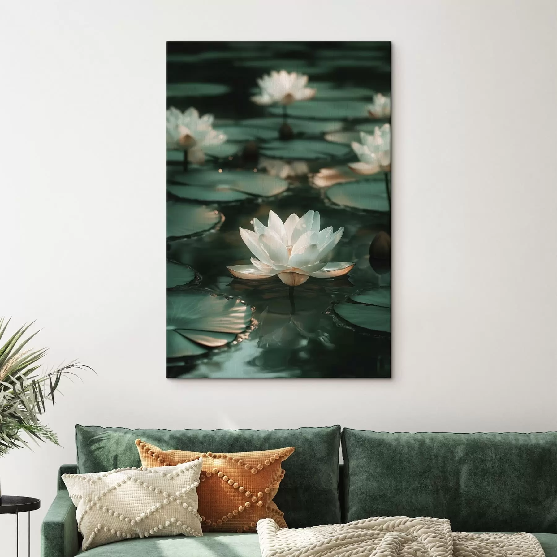  Schilderijen Bleke lotusbloemen op donker water s49197