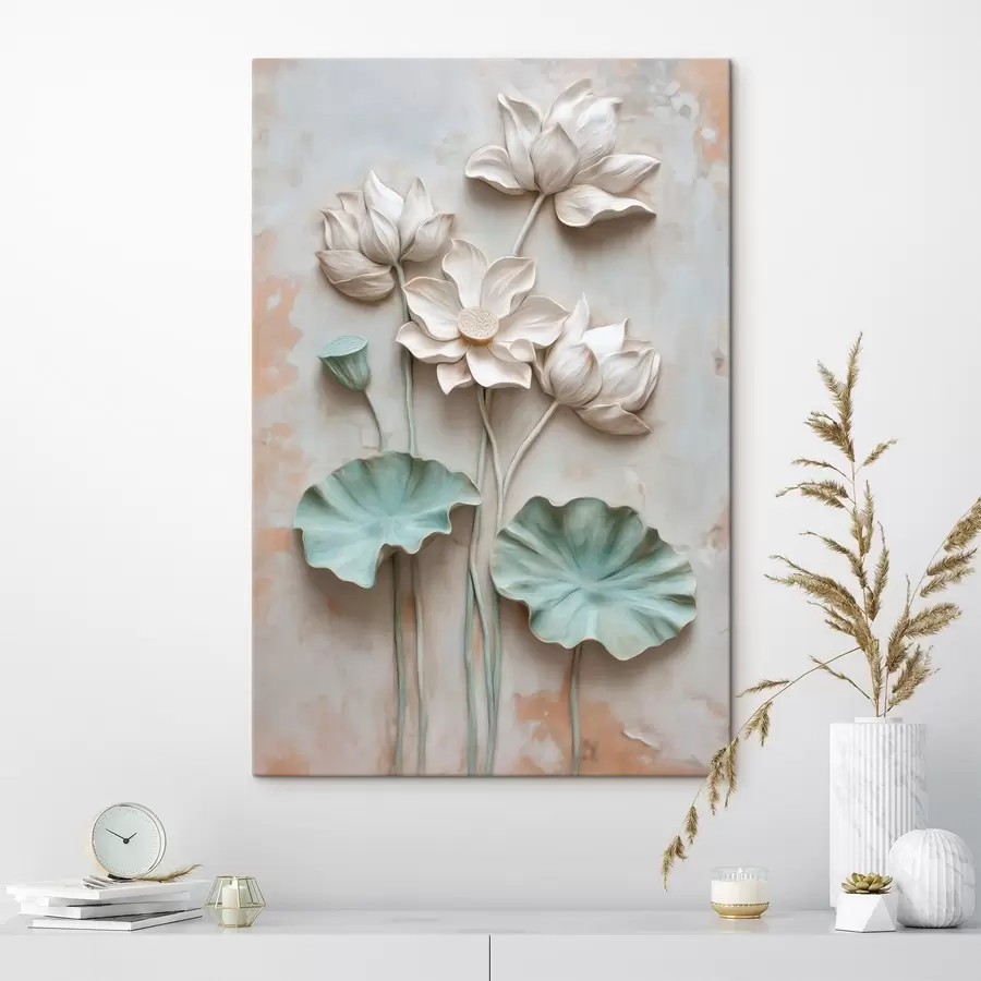  Schilderijen Bleke lotusbloemen in zachte pasteltinten s49205