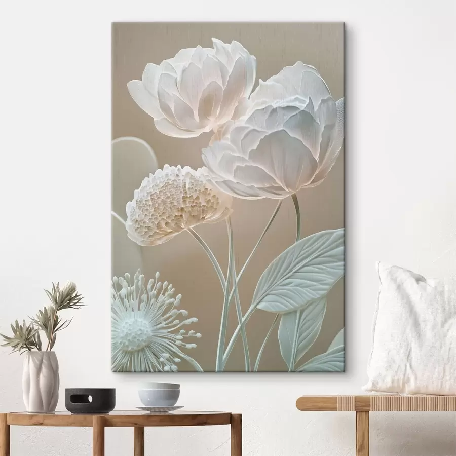  Schilderijen Lichte bloemen met een fijne bloembladtextuur s49209