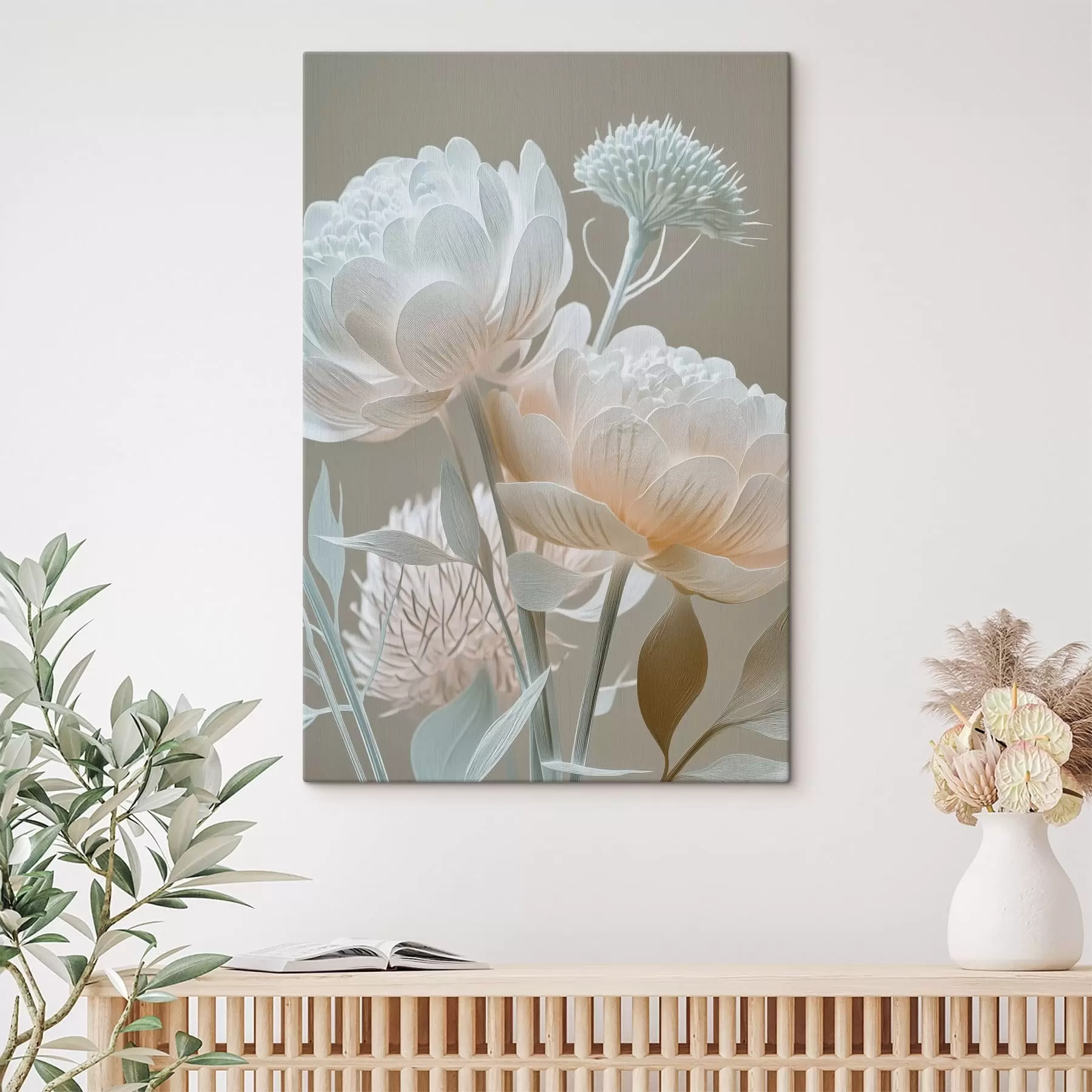  Schilderijen Luchtige compositie van pastelkleurige bloemen s49210