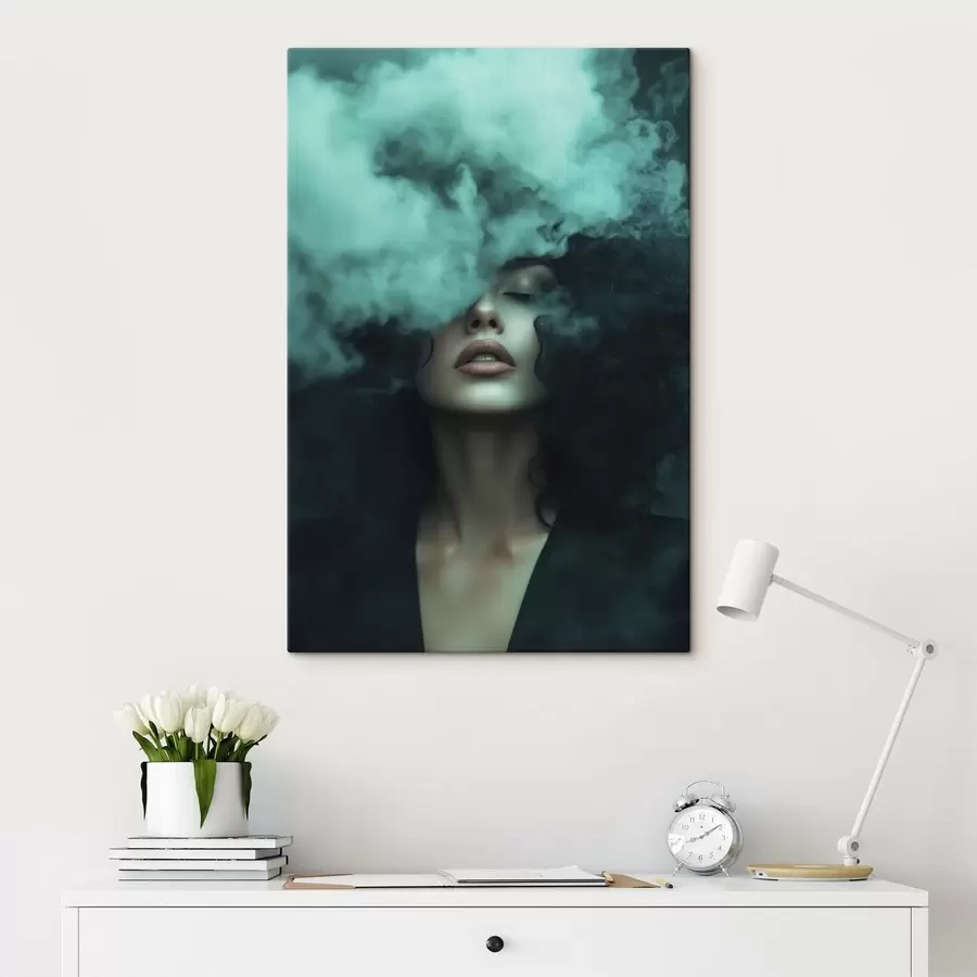  Schilderijen Vrouwenportret in een turquoise nevel s49219