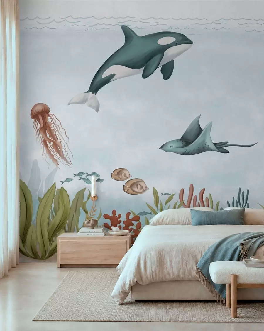 Fotobehang Zeedieren tussen koralen en zeewier w05545