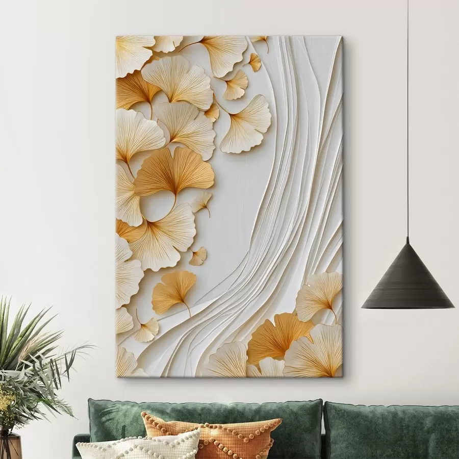  Schilderijen Een abstractie met ginkgobladeren s49117