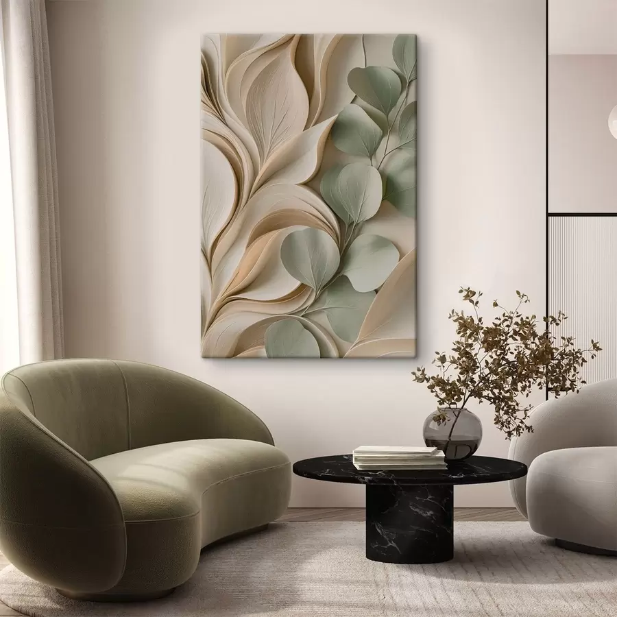  Schilderijen Abstracte voorstelling met een tak met bladeren s49123