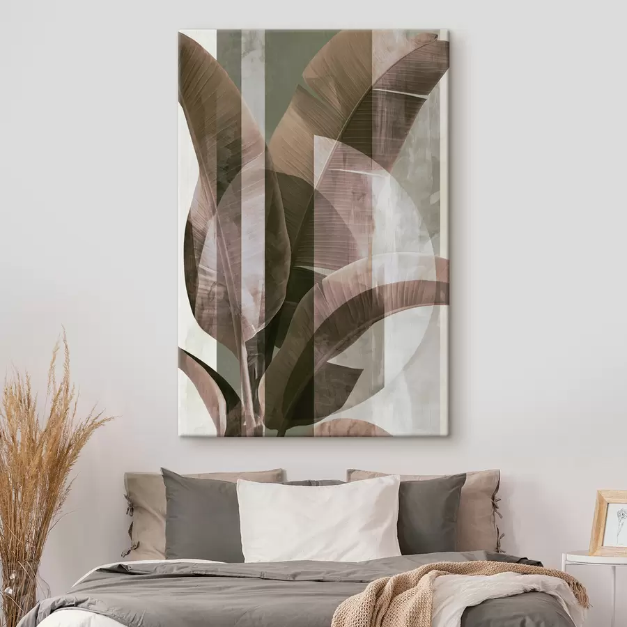  Schilderijen Abstracte compositie met tropische bladeren s49125