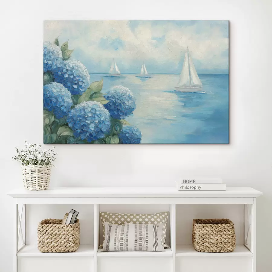  Schilderijen Zeegezicht met hortensia’s s49276