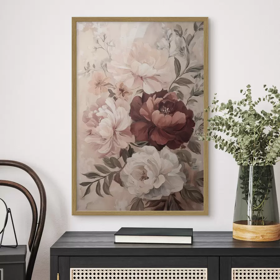 Fotobehang Vintage pioenrozen f49256