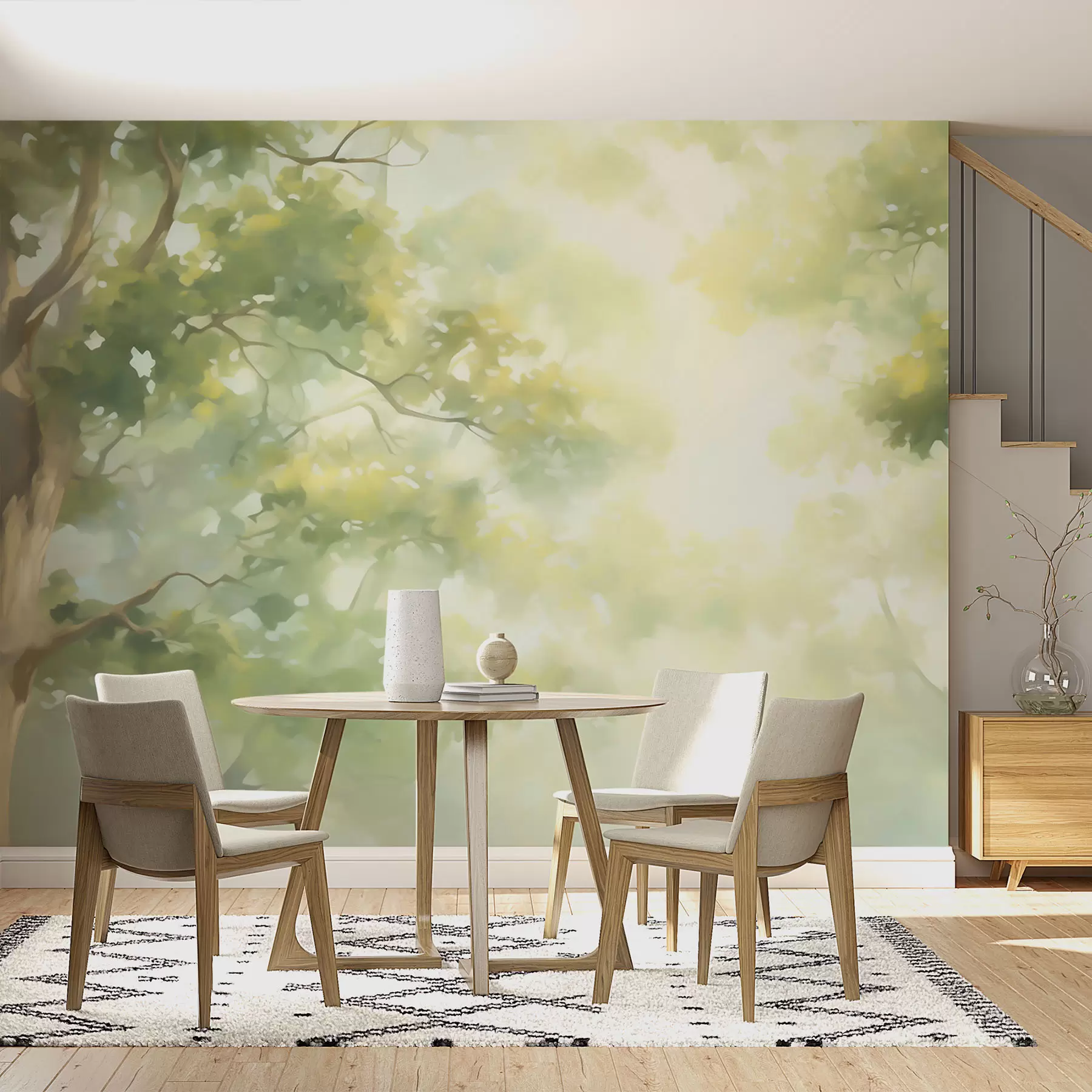 Fotobehang Schilderij met een abstracte imitatie van boomtakken w05588