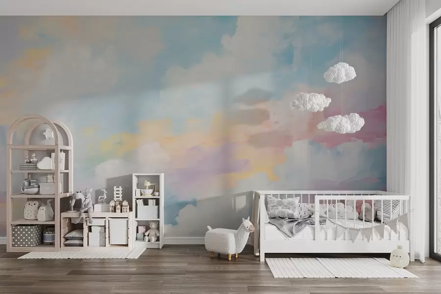 Fotobehang Abstracte imitatie van een schilderij van de lucht w05637