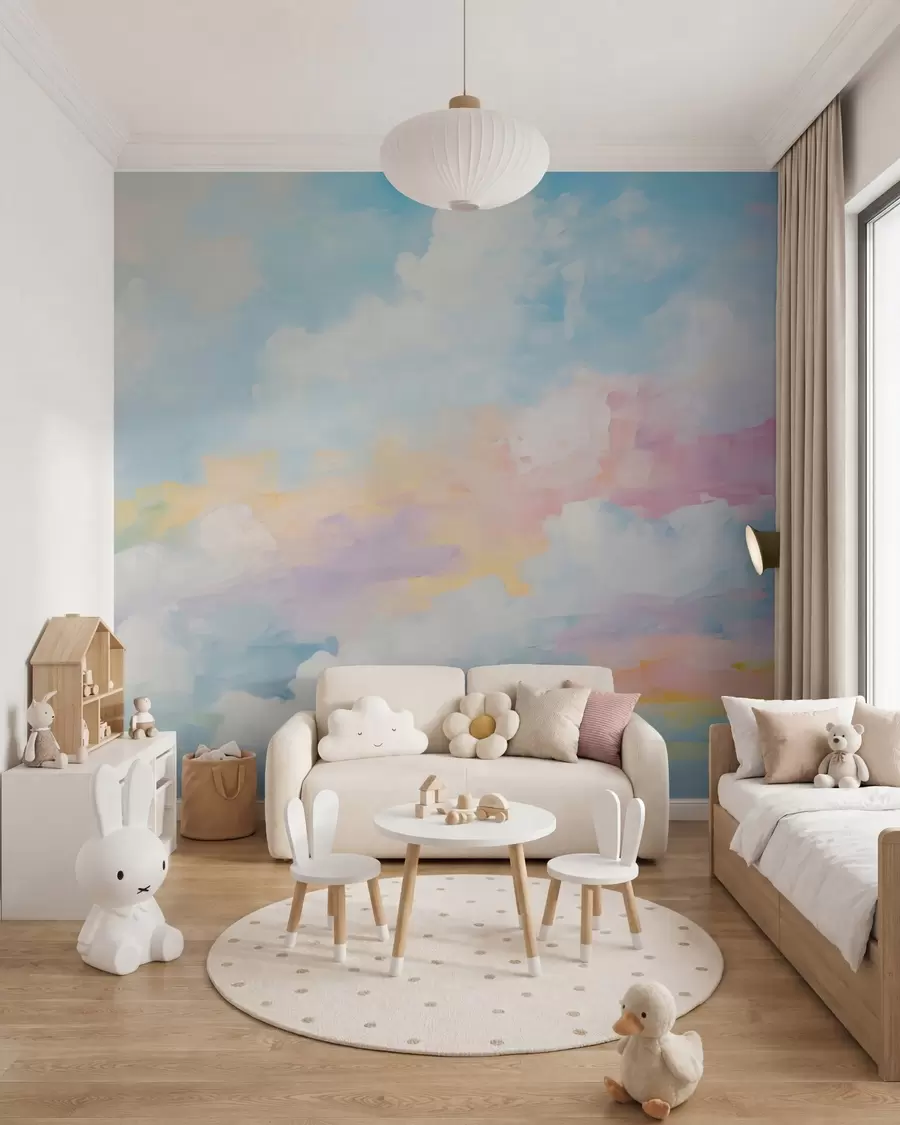 Fotobehang Abstracte imitatie van een schilderij van de lucht w05637