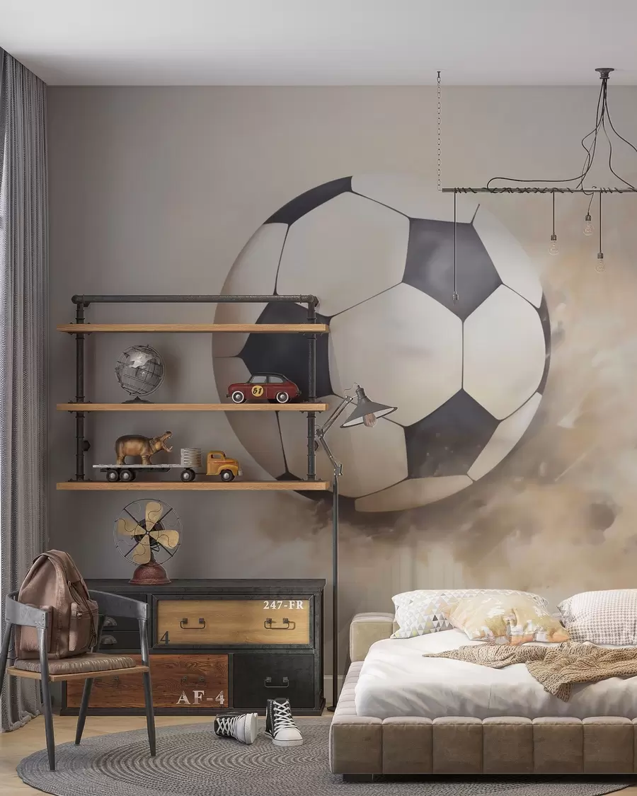 Fotobehang Voetbal in beweging w05640