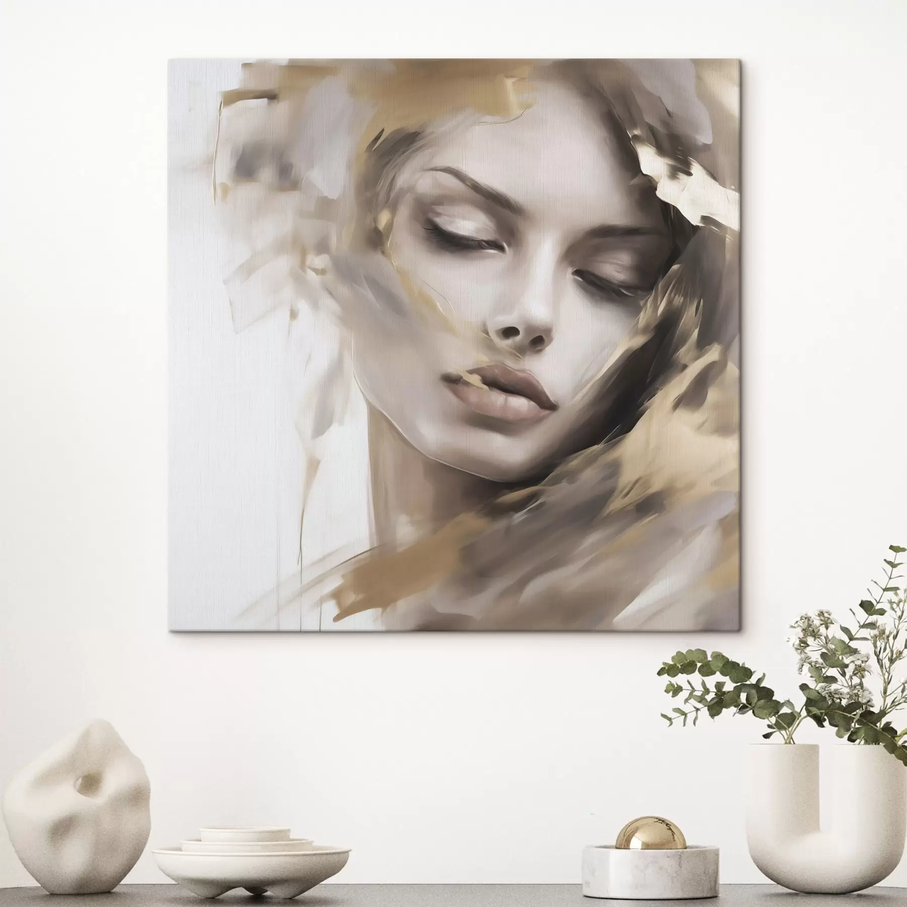  Schilderijen Abstract portret van een meisje, schilderijimitatie s49131