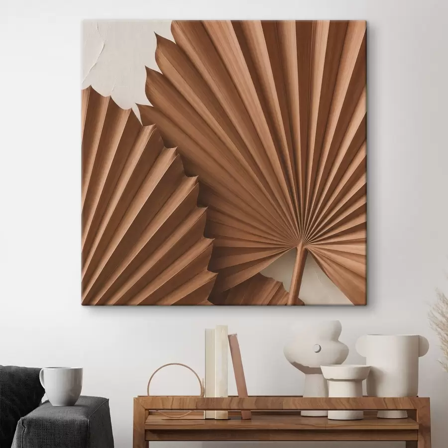  Schilderijen Palmbladeren, een platte afbeelding, een imitatie van het effect van ruimtelijke diepte s49134