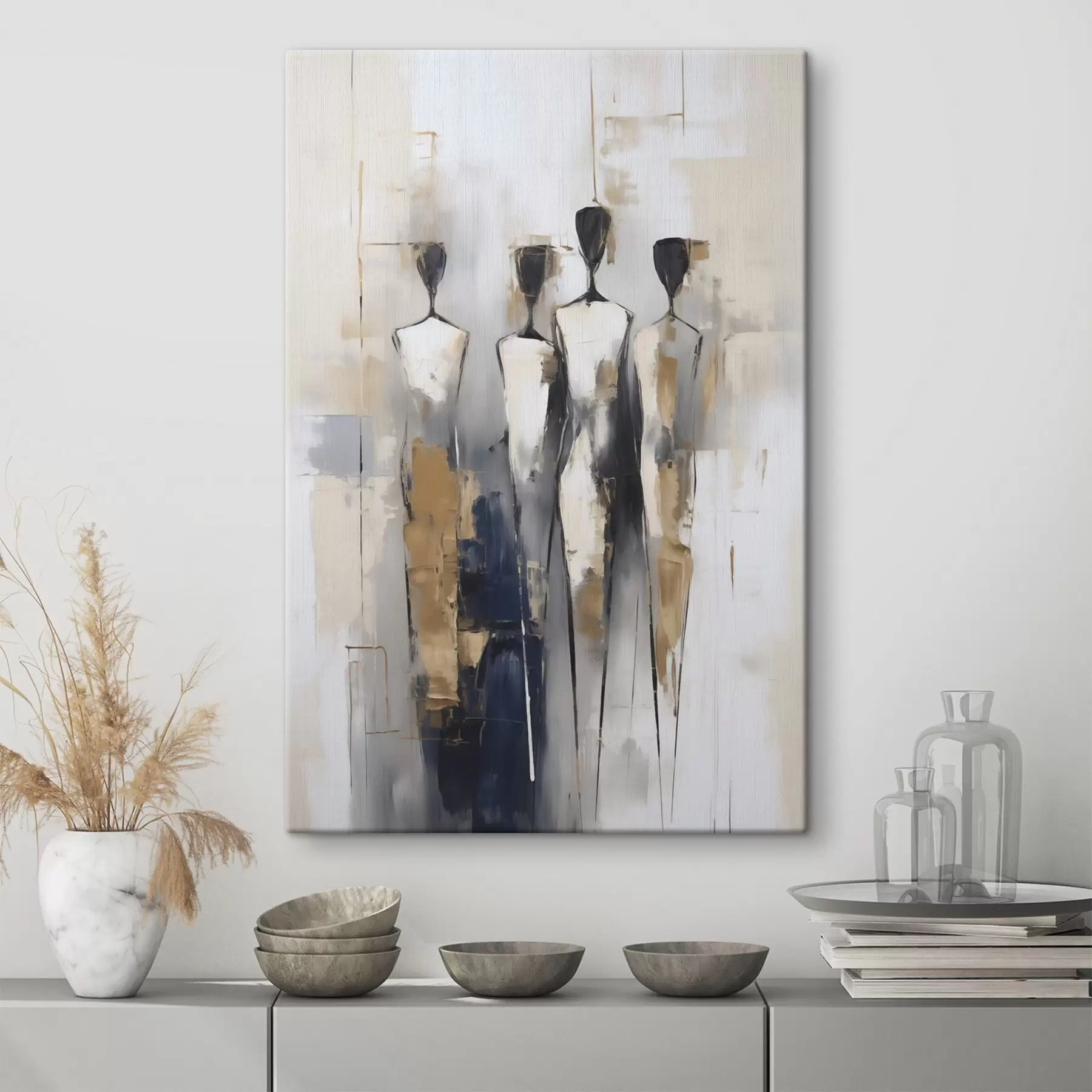  Schilderijen Abstracte silhouetten, schilderijimitatie s49137