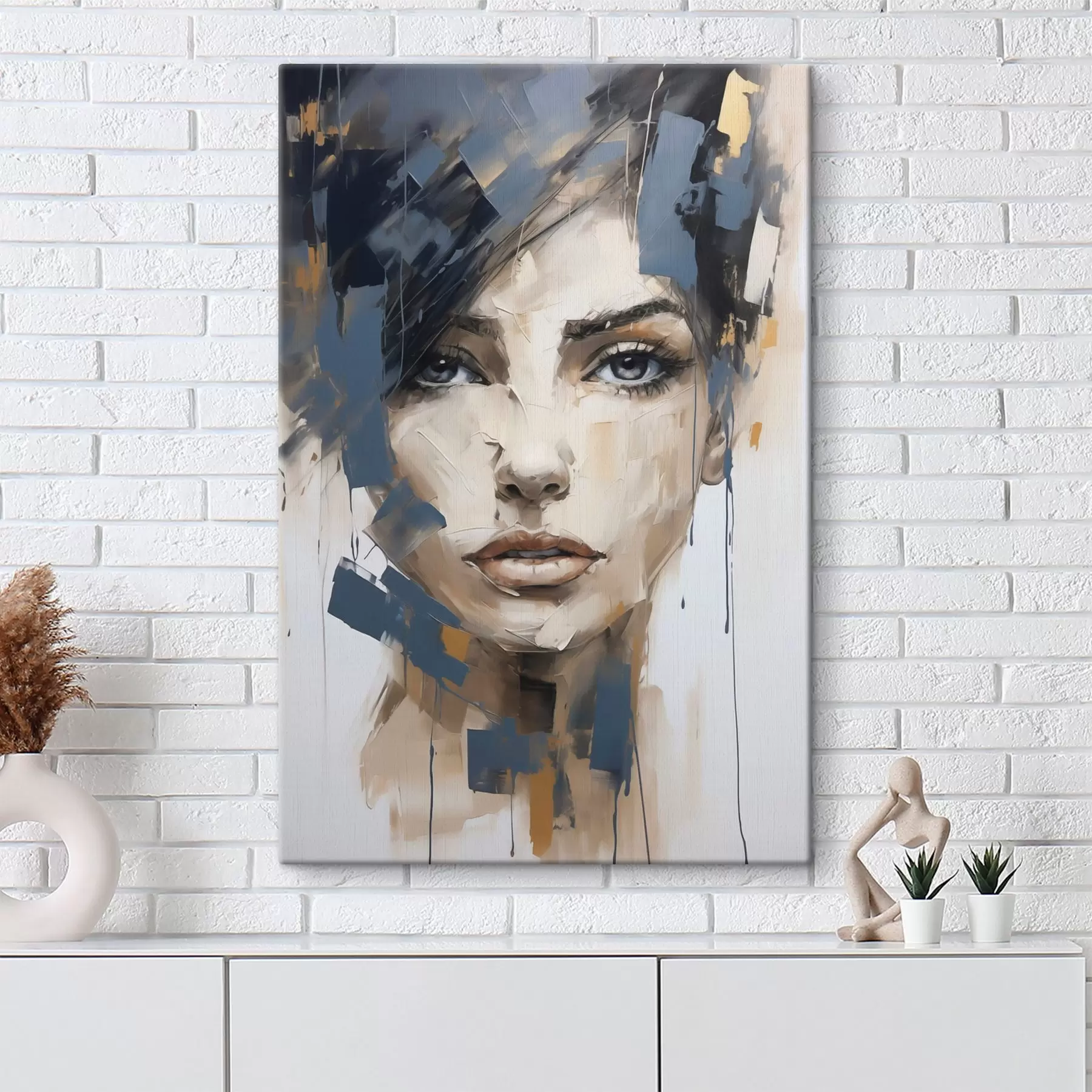 Schilderijen Abstract portret van een meisje, schilderijimitatie s49141
