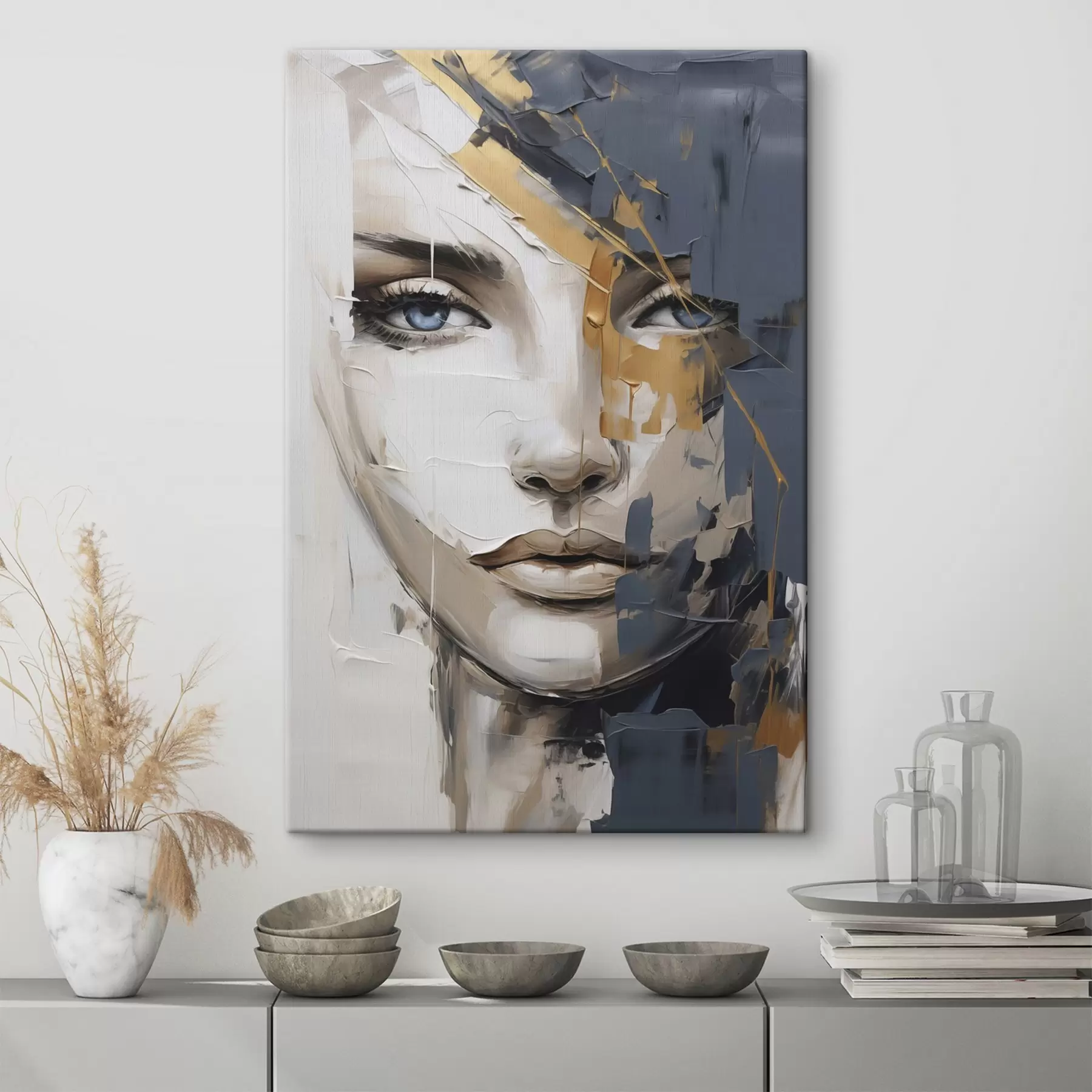  Schilderijen Abstract portret van een vrouw, schilderijimitatie s49142