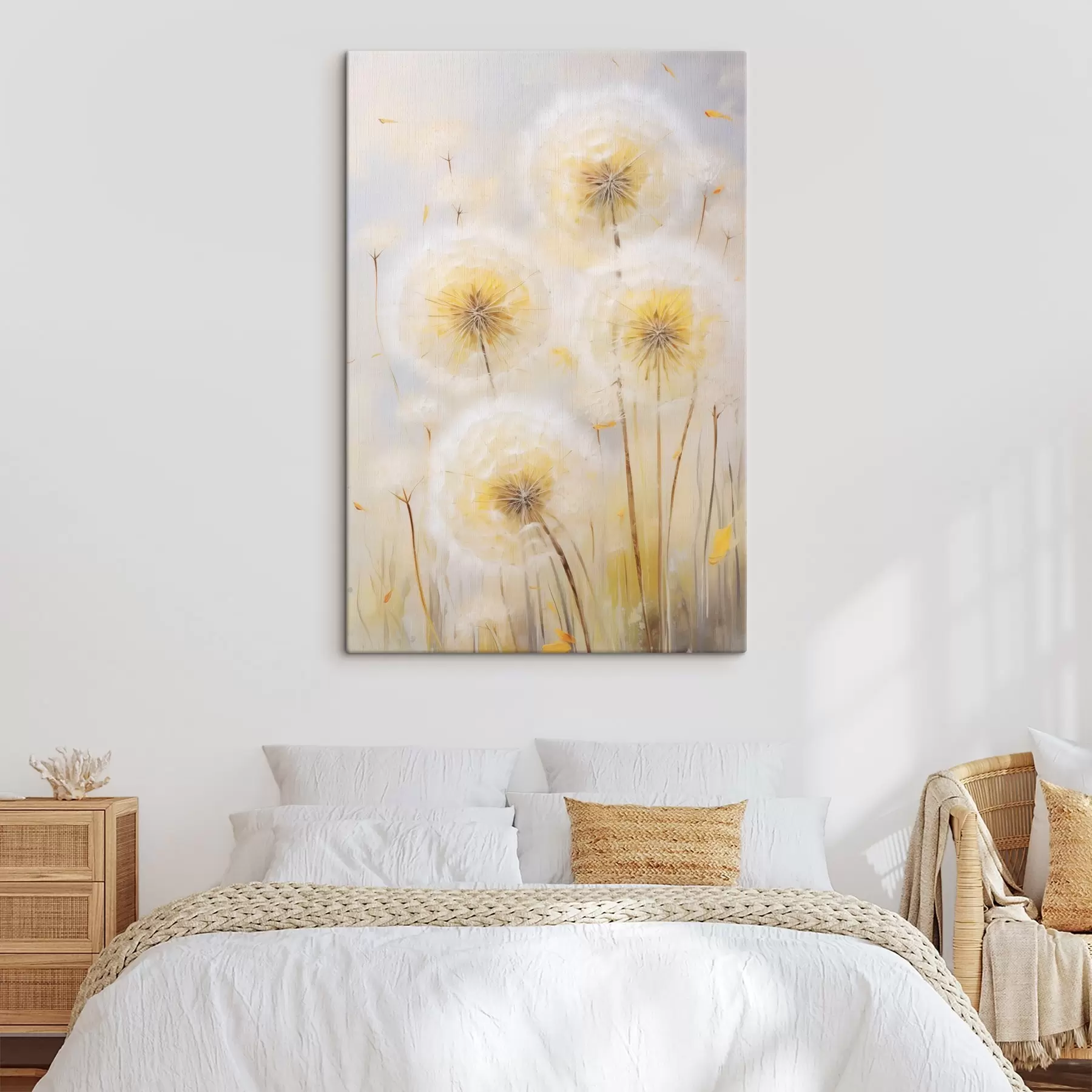  Schilderijen Paardenbloemen, schilderij in imitatietechniek s49296