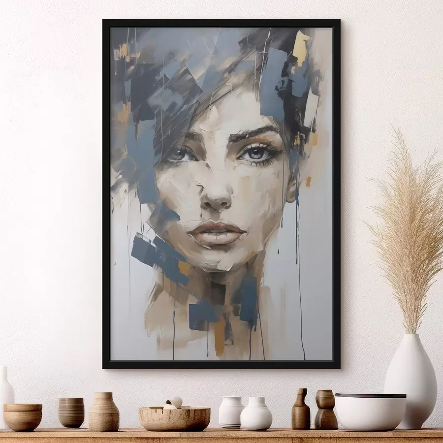 Fotobehang Abstract portret van een meisje, schilderijimitatie f49141