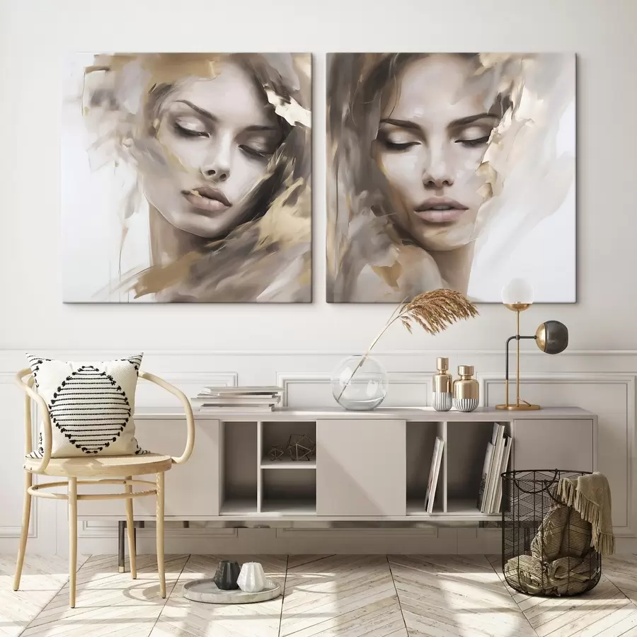  Schilderijen Abstract portret van een meisje, schilderijimitatie m30516