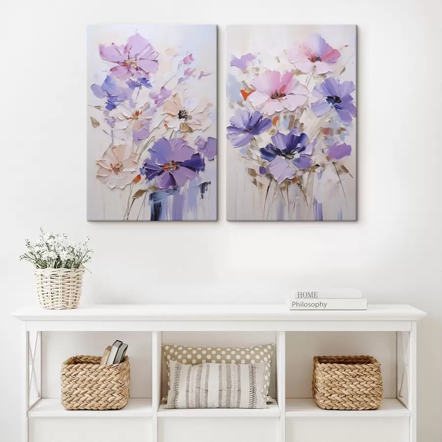  Schilderijen Felle bloemen, schilderijimitatie m30518