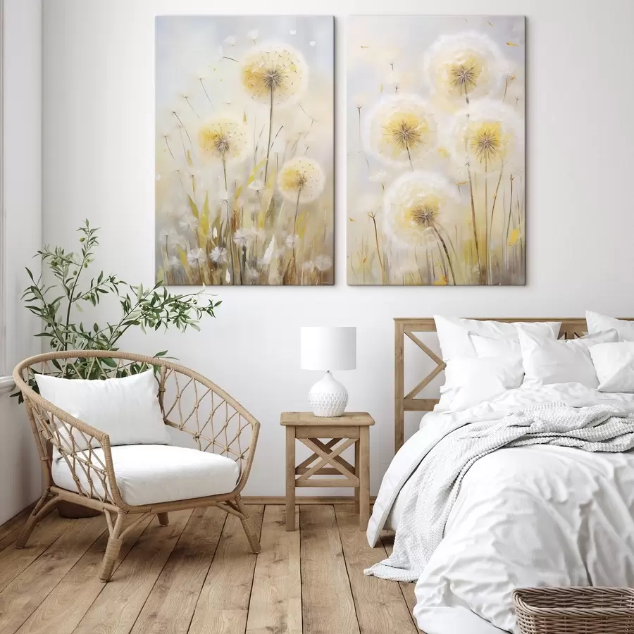  Schilderijen Paardenbloemen, schilderij in imitatietechniek m30523