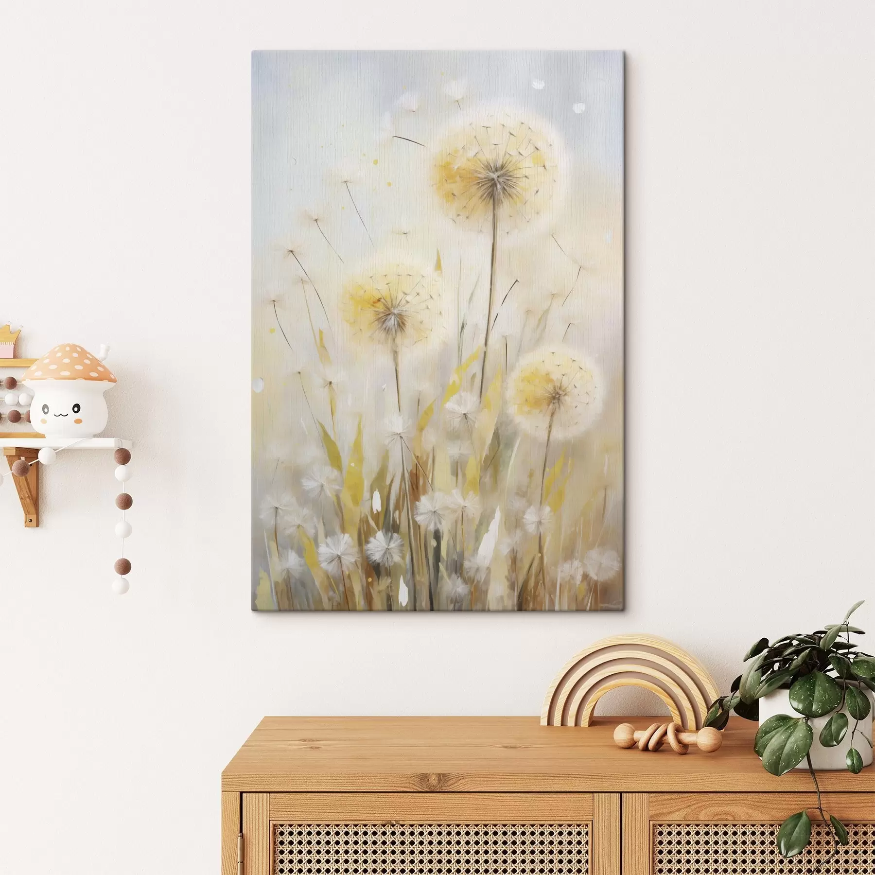  Schilderijen Paardenbloemen, schilderij in imitatietechniek s49295